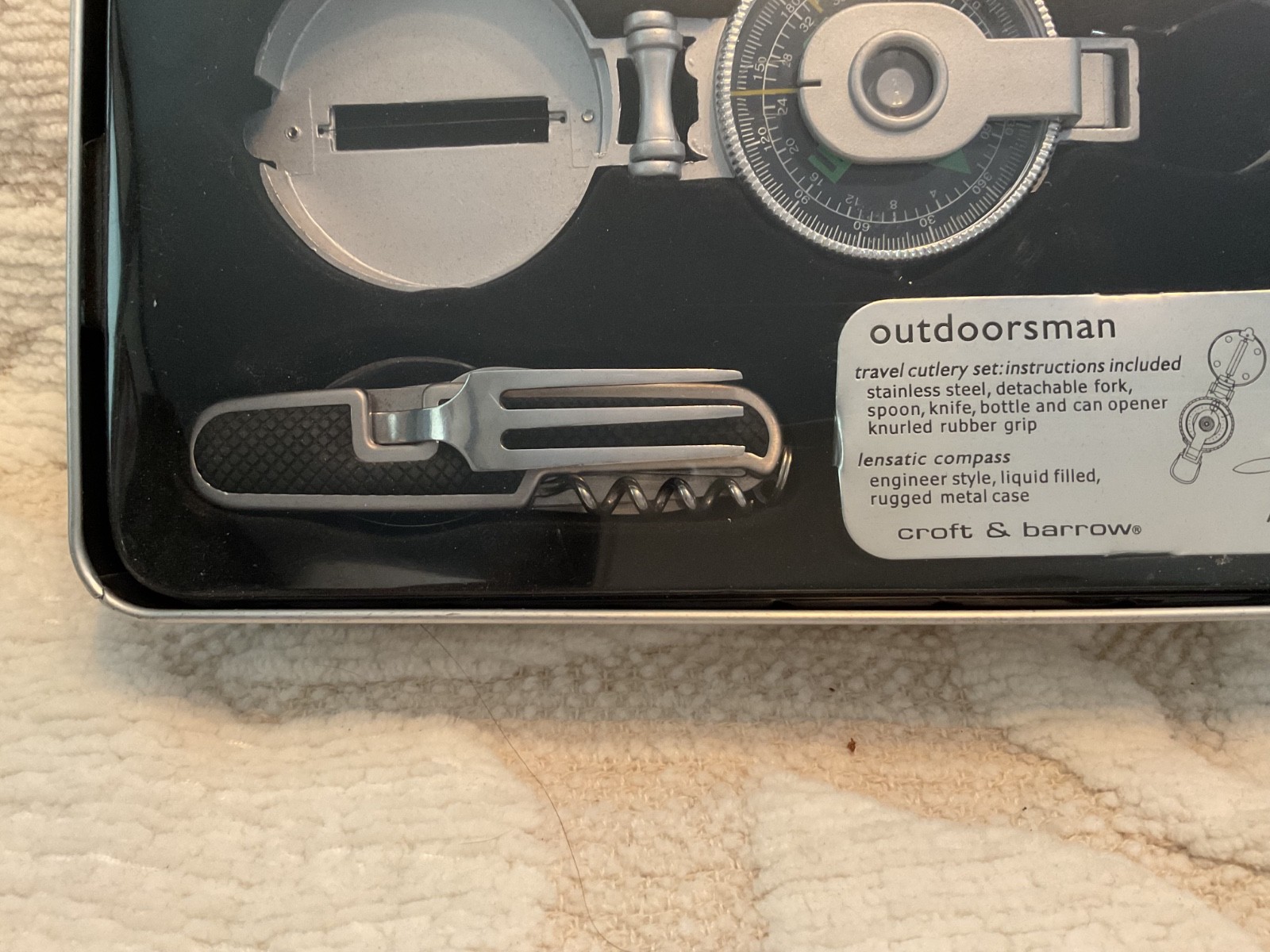 Lot o 2 Croft & Barrow Outdoorsman Compass & Travel Cutlery Multi-Tool Tins