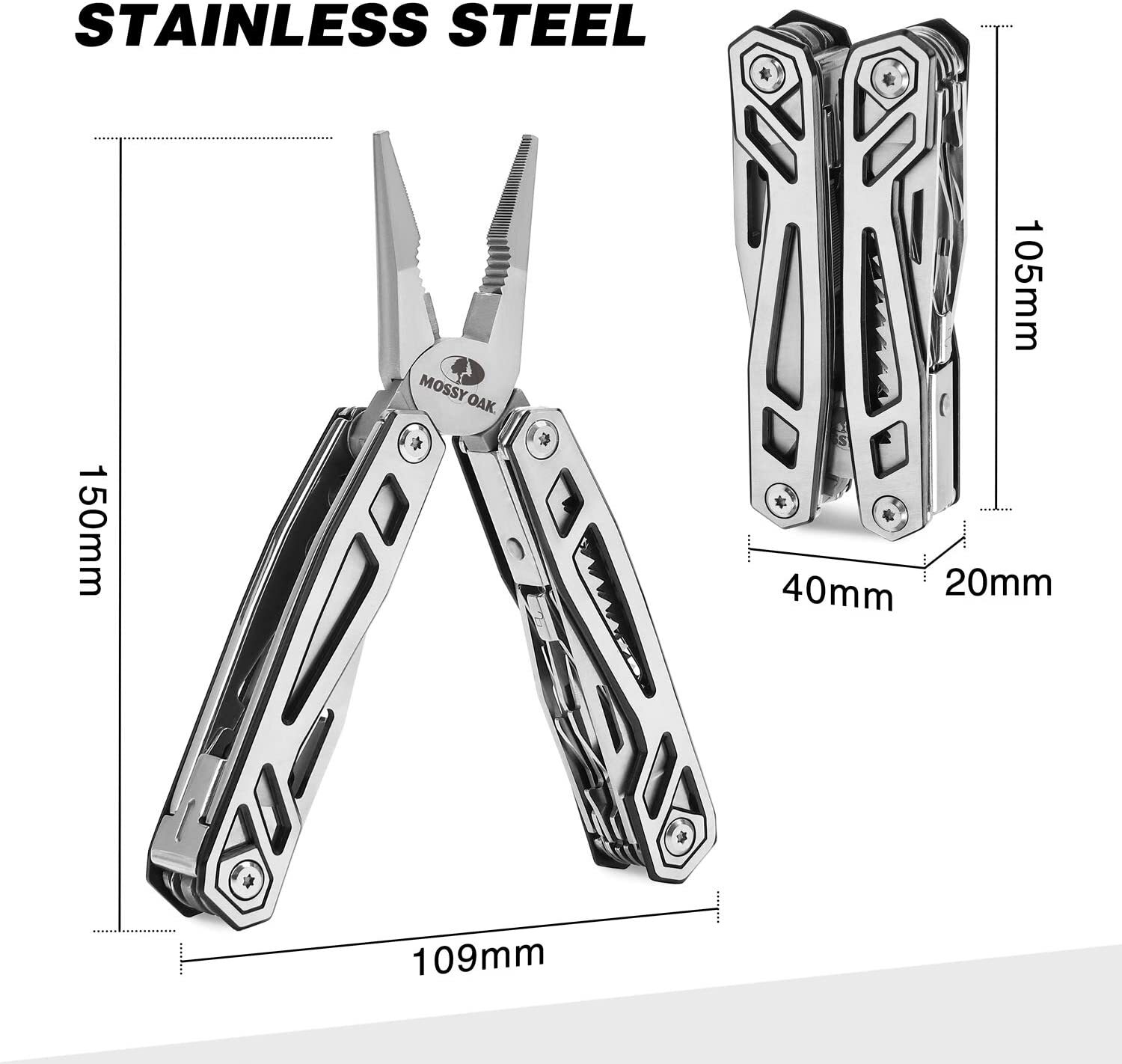 MOSSY OAK 21-in-1 Stainless Steel MultiTool Pocket Knife with Screwdriver Sleeve