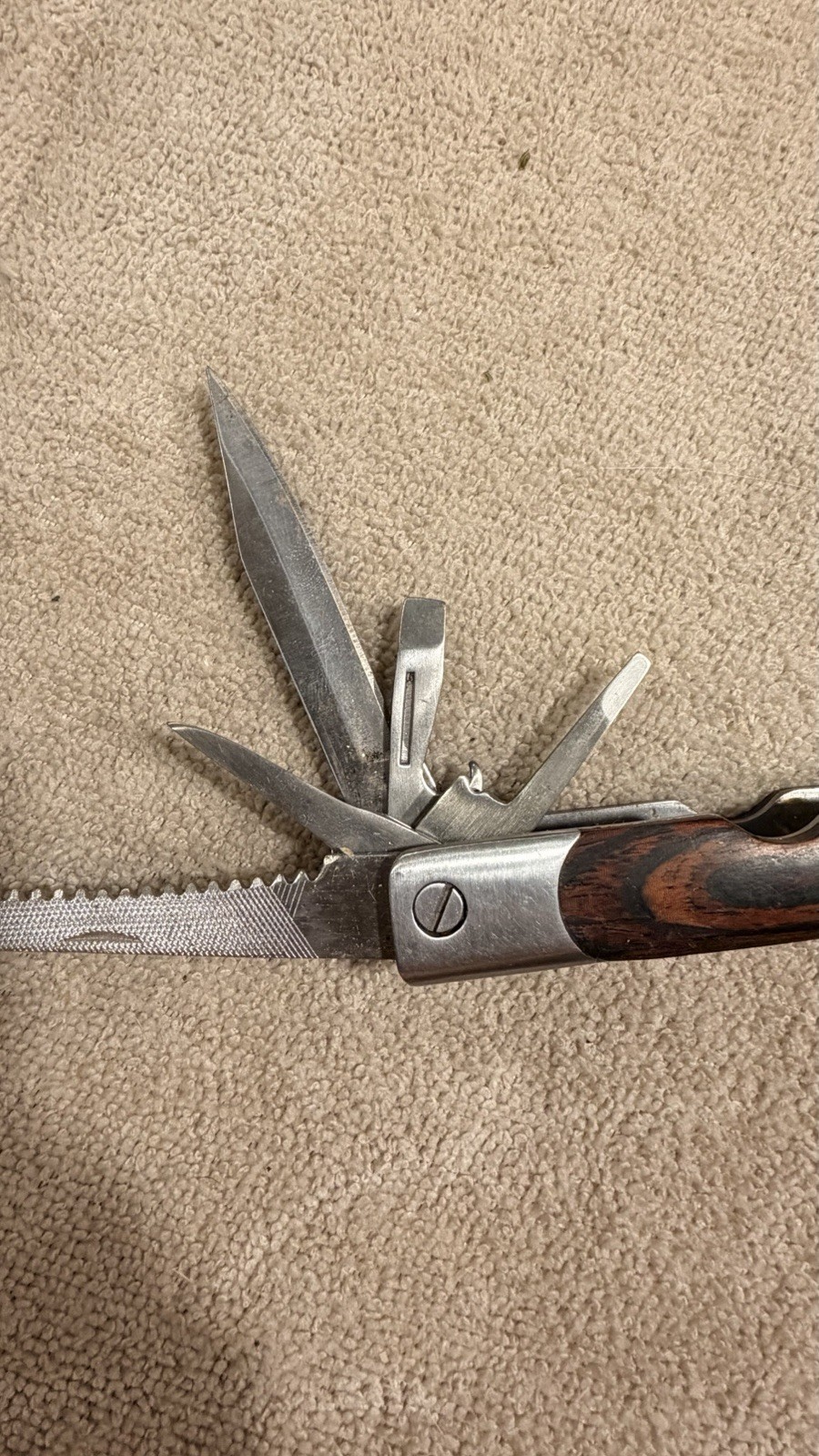 Adventure Ridge Stainless Multi Tool Wood Handle Pliers Knife Saw File EDC