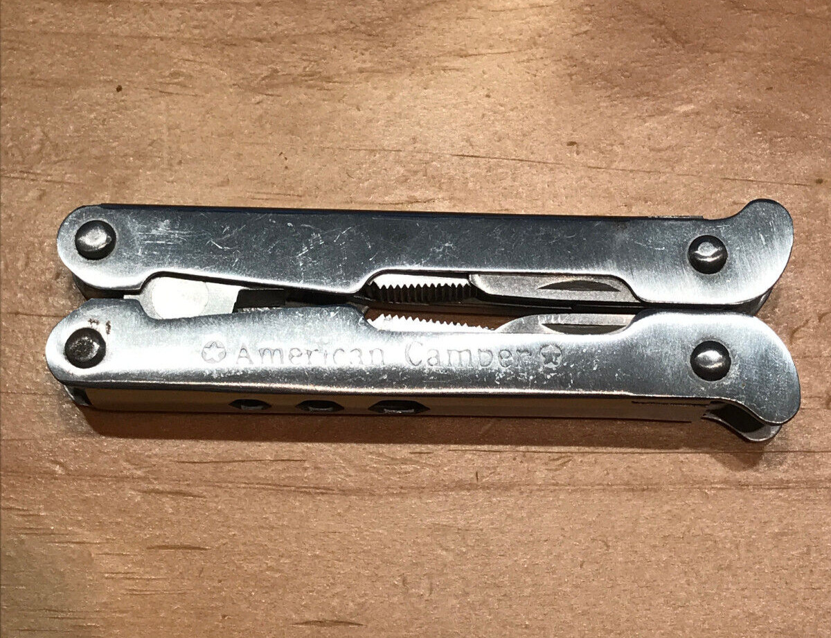 AMERICAN CAMPER BRAND STAINLESS STEEL MULTI TOOL COMBO PLIER W/ LEATHER SHEATH