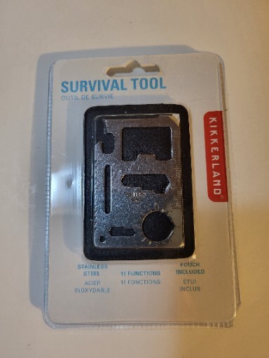 Pocket Survival Tool Multi-Tool Stainless Steel 11 Functions Pouch Kikkerland