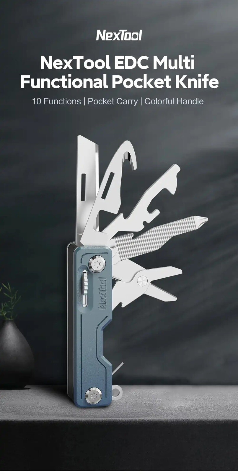 NexTool New 10-IN-1 Mini Folding Pocket Knife Hand Tools Survival Edc Multi Tool