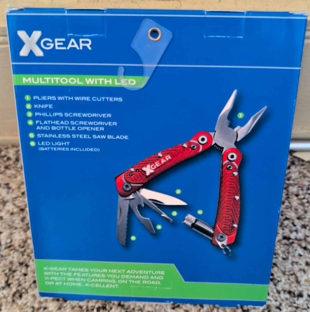 X-Gear 8 Tool Men’s Multi-Function Tool w/Led Light NEW IN BOX, BLACK