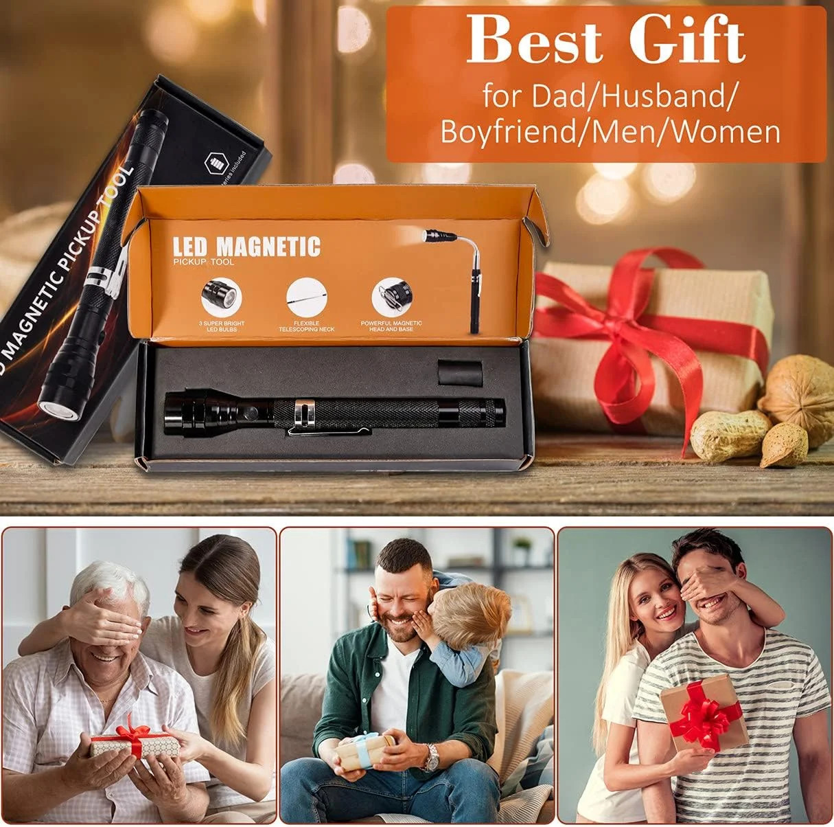 KUCHEY Magnetic Flashlight Fathers Day Dad Gifts for Men, Stocking Stuffers for