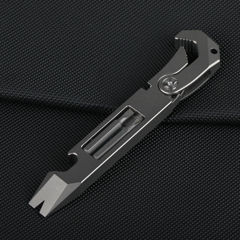 TC4 Titanium Crowbar Pry Bar Wrench Spanner Bottle Opener Clip Quality EDC Tool