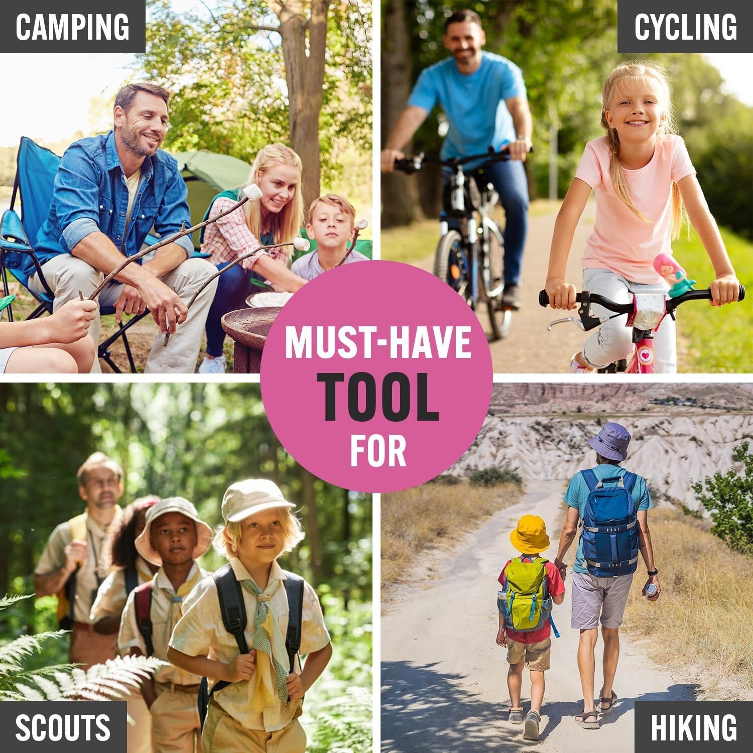 Compact 15-in-1 Pink Multi-Tool – Essential for Home & Outdoor Adventures