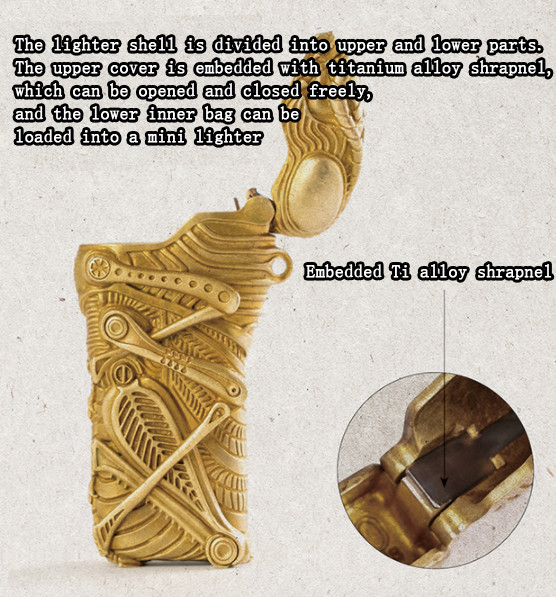 Handmade Brass Grasshopper Flip Lighter Shell for Cricket Luxury Goods