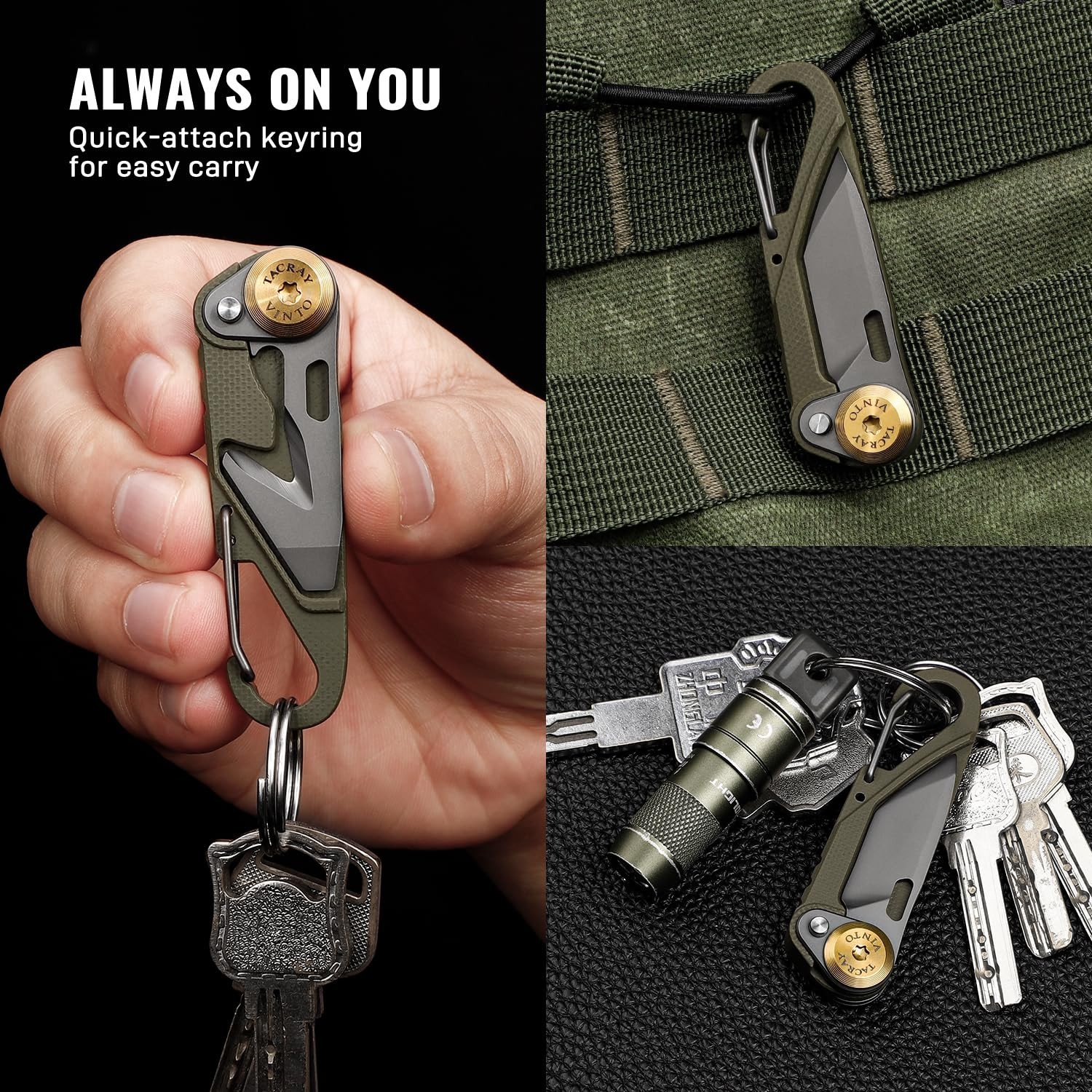 5-in-1 Compact Pocket Knife Multitool – Utility Knife, Seatbelt Cutter, Bottle O