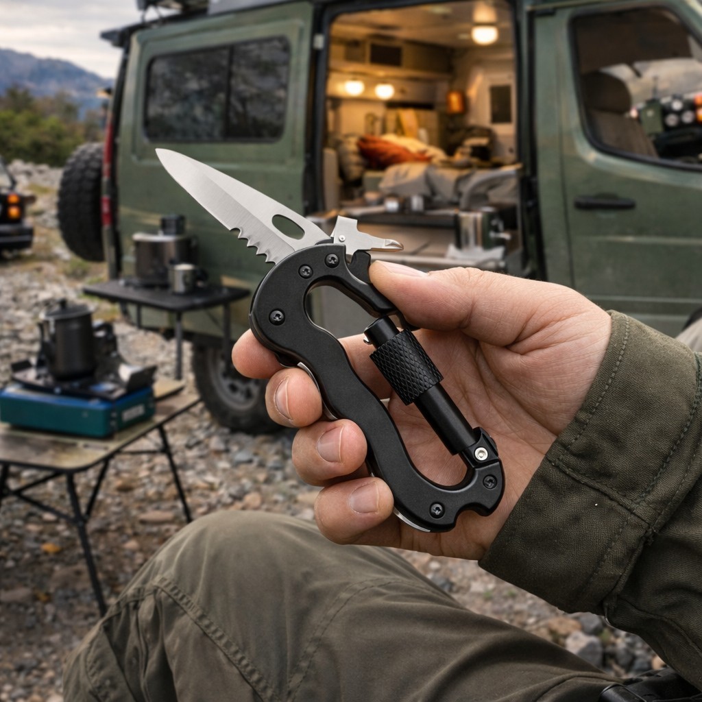 Road Trip Carabiner Multitool – Handy Travel & Vehicle Gift