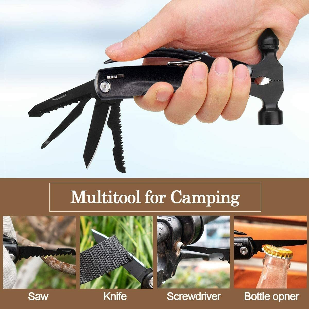 Custom Laser Engraved Multitool 12 in 1 Mini Portable Hammer Shipped from USA KS