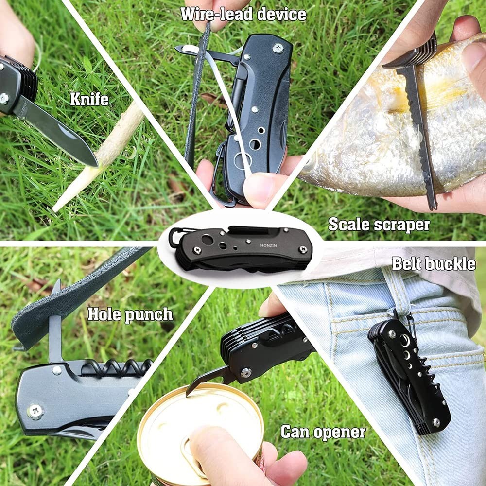 Swiss Small Pocket Knife, 15 in 1 Multitool Knife with Bottle Opener, Saw, Sc…