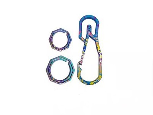 Titanium Alloy Keychain Carabiner w Ring Outdoor EDC Waist Hanging Buckle Tool