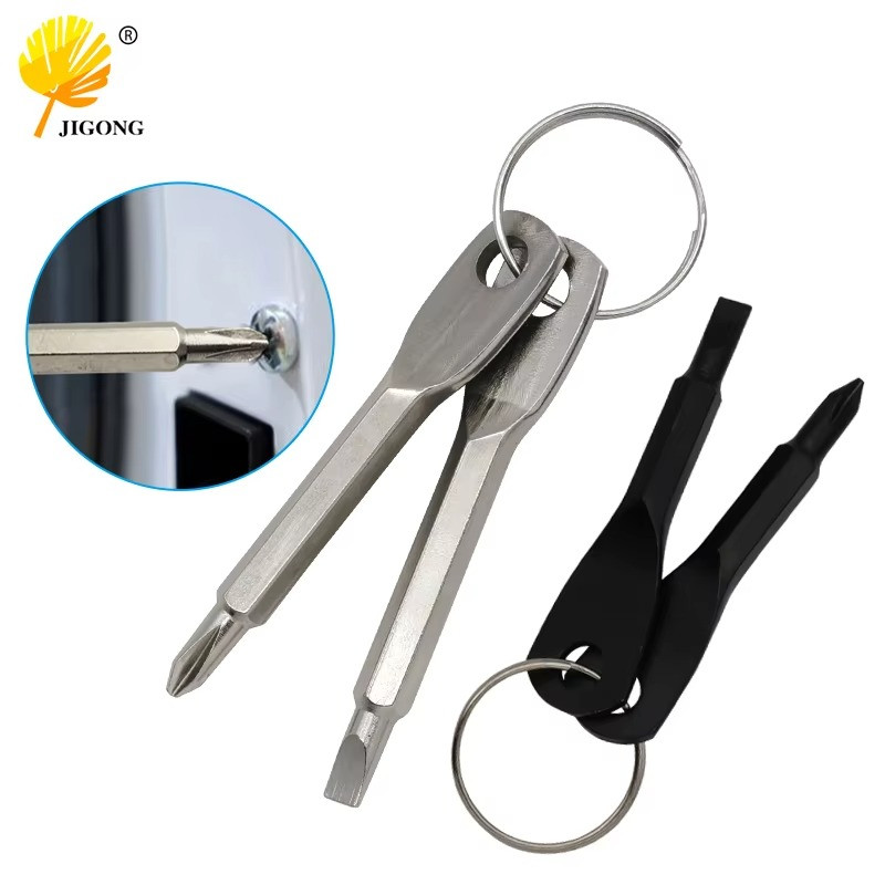 2pcs Key Ring Screwdriver EDC Tool Set Outdoor Pocket Mini Tool with Keychain