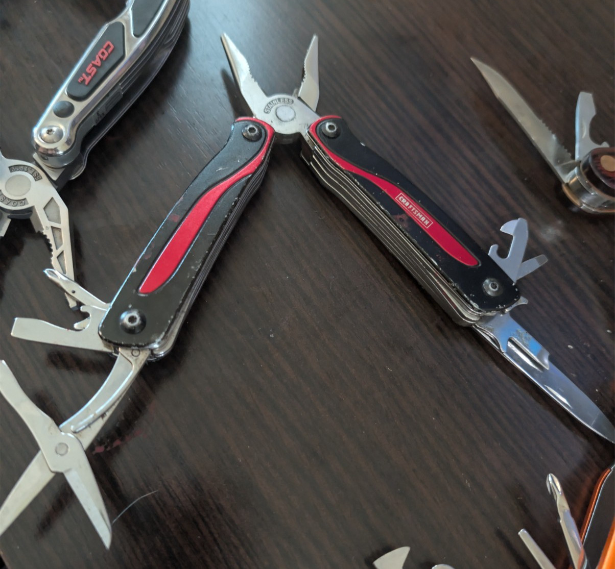 Lot of 5 Multi Tools Craftsman COAST Husky Pliers Knife Saw Screwdriver EDC