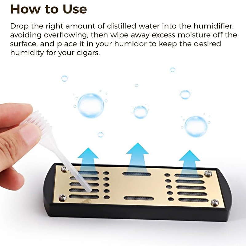 Upgraded Adaptable Compact Portable Rectangular Cigar Humidifier for Tobacco/Tea