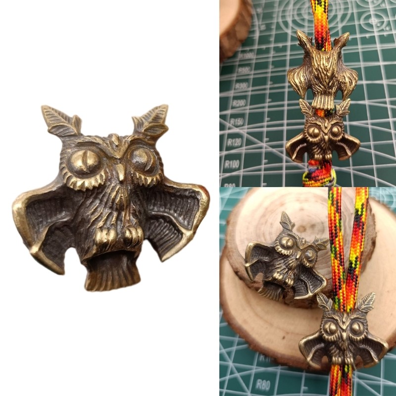 Light Weight Owl Shape Lanyard Beads Fashion Brass Parachute Cord Beads Enduring