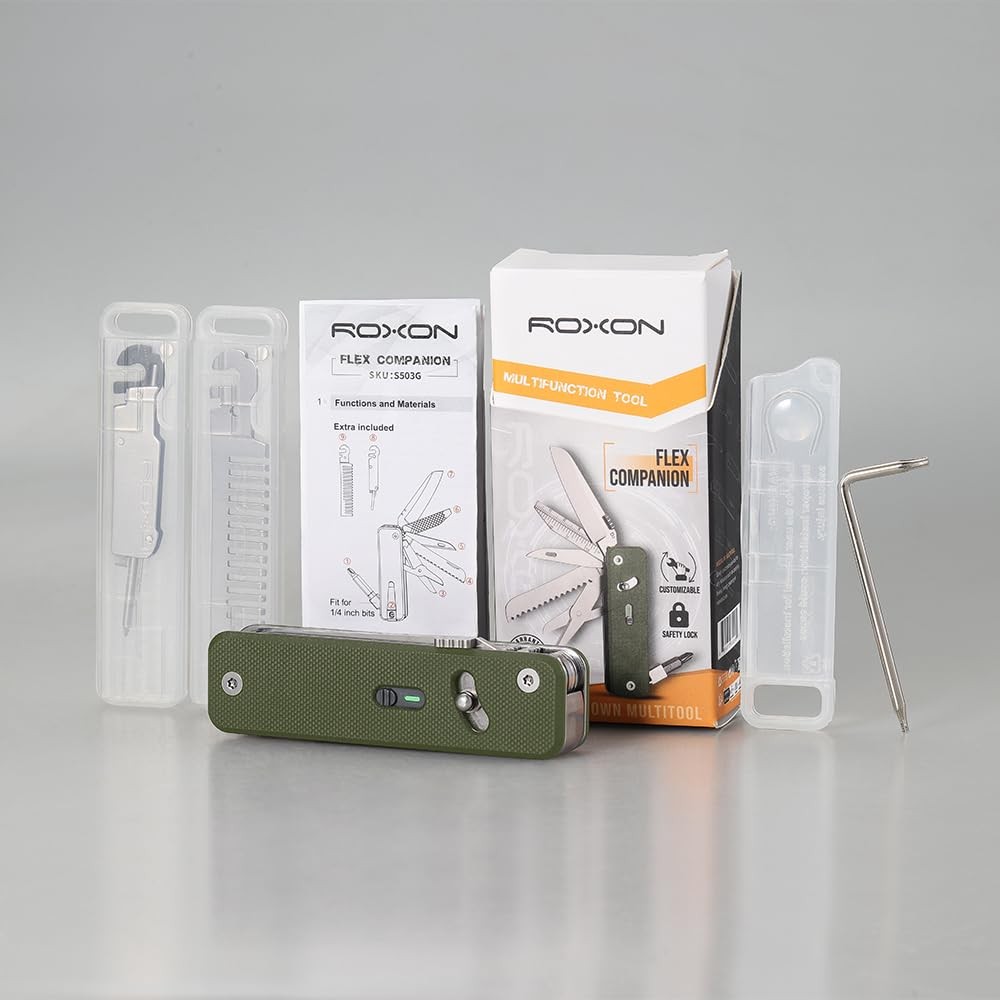 S503G 9-in-1 Mini EDC Pocket Knife Multitool with G10 Handle, Scissors, Screw…