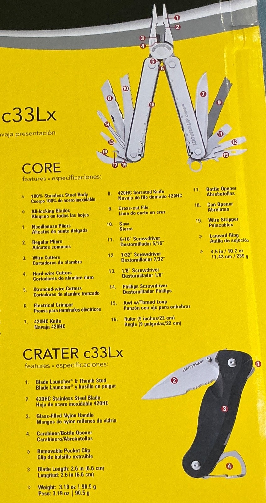 Leatherman Core & Crater C33LX Set NOS New Sealed Multi Tool Combo