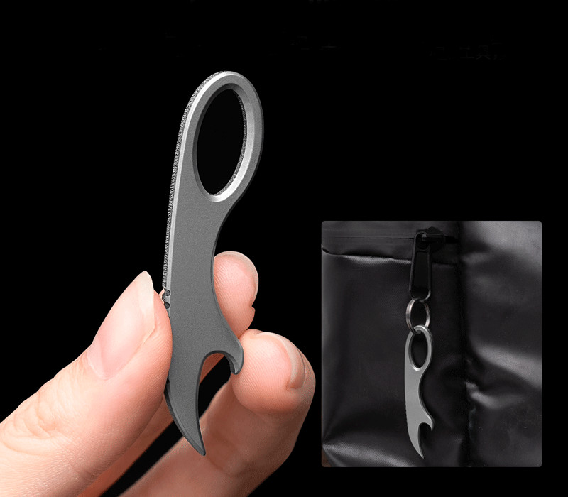Titanium Alloy Multi Tools Crowbar Bottle Opener Portable Outdoor EDC Keychain
