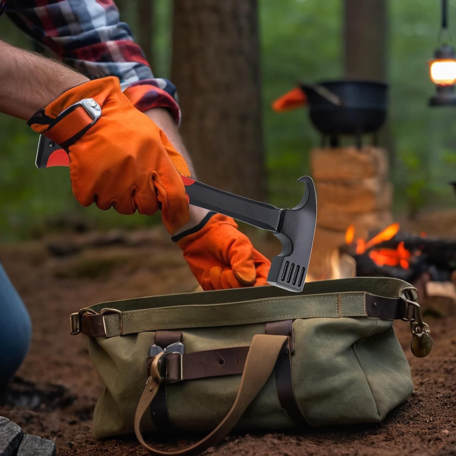 OutdoorPro Camping Hammer with Tent Stake Remover – 10.8″ Heavy Duty Multifun…