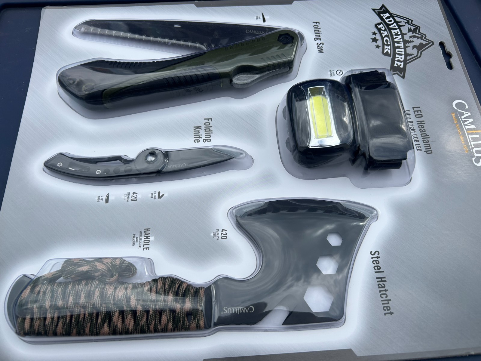 4 Piece Camping Tool Set CAMILLUS Adventure Pack