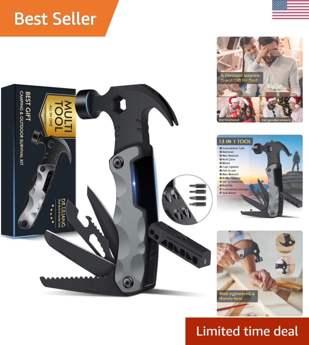Durable Multi-Tool Hammer Gift for Camping and DIY – Ideal Stocking Stuffer