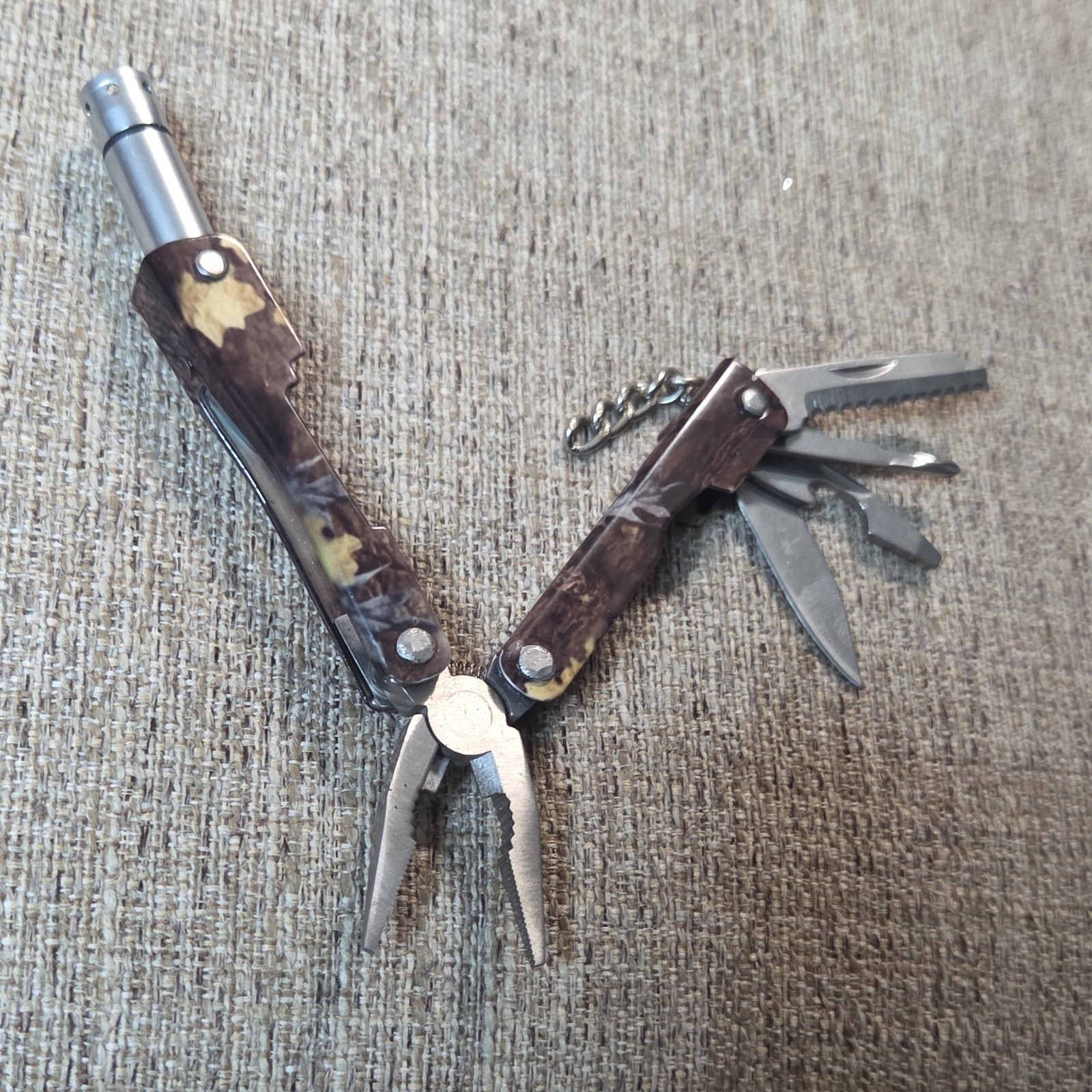 Brown Silver Multi-Tool Stainless Steel Pliers Knife Screwdriver Sheath