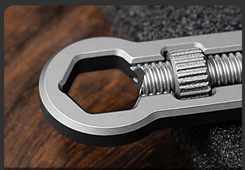 EDC Mini Titanium Adjustable Wrench Pry Bar Crowbar Pocket Multi Tools Keychain