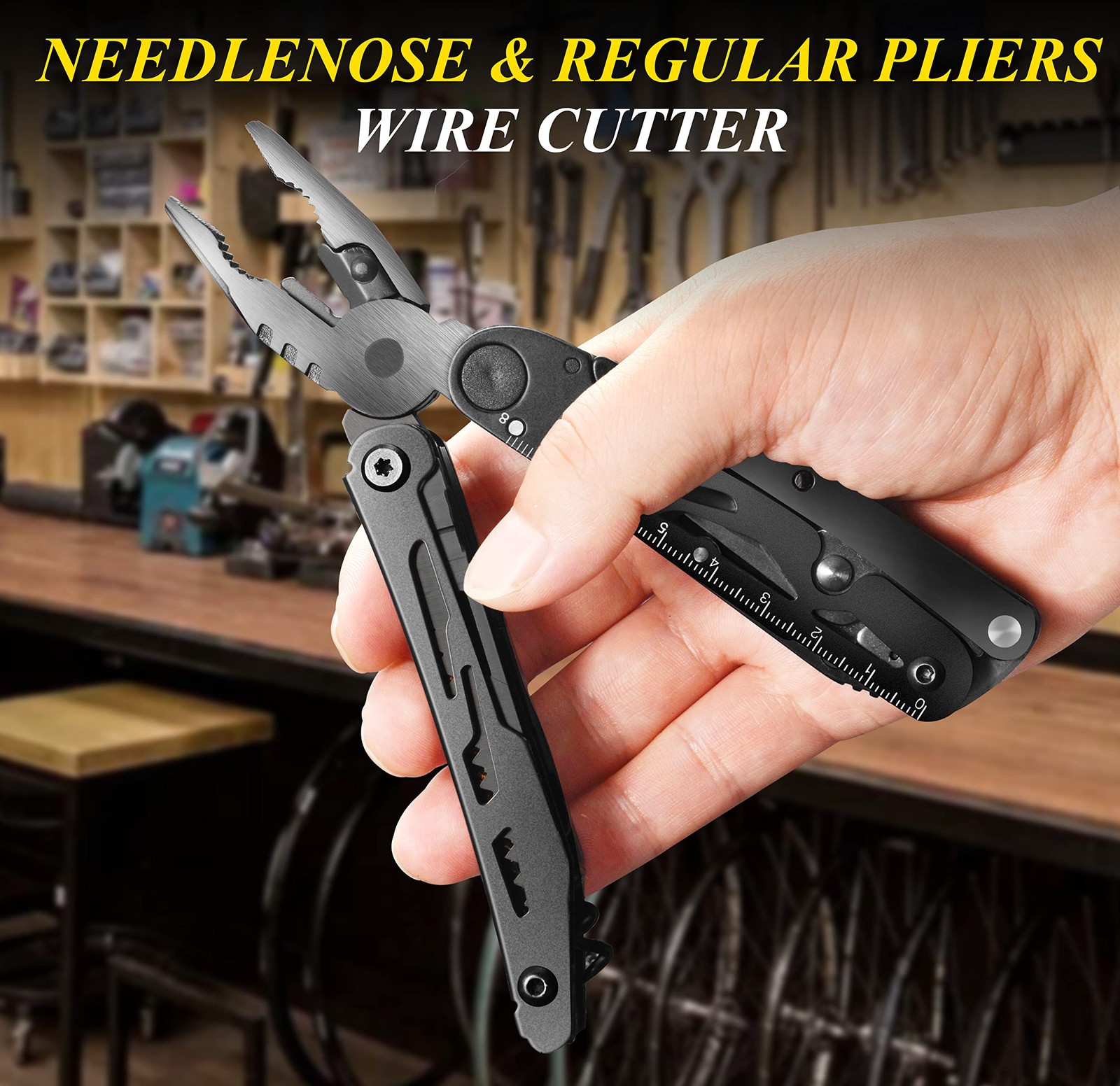 RoverTac 18-in-1 Multitool Pocket Knife with Pliers, Saw, Corkscrew Detachab…