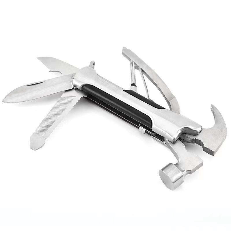 Personalized 15in1 Multi Tool Stainless Steel Hammer Pliers Pocket Knife w Pouch