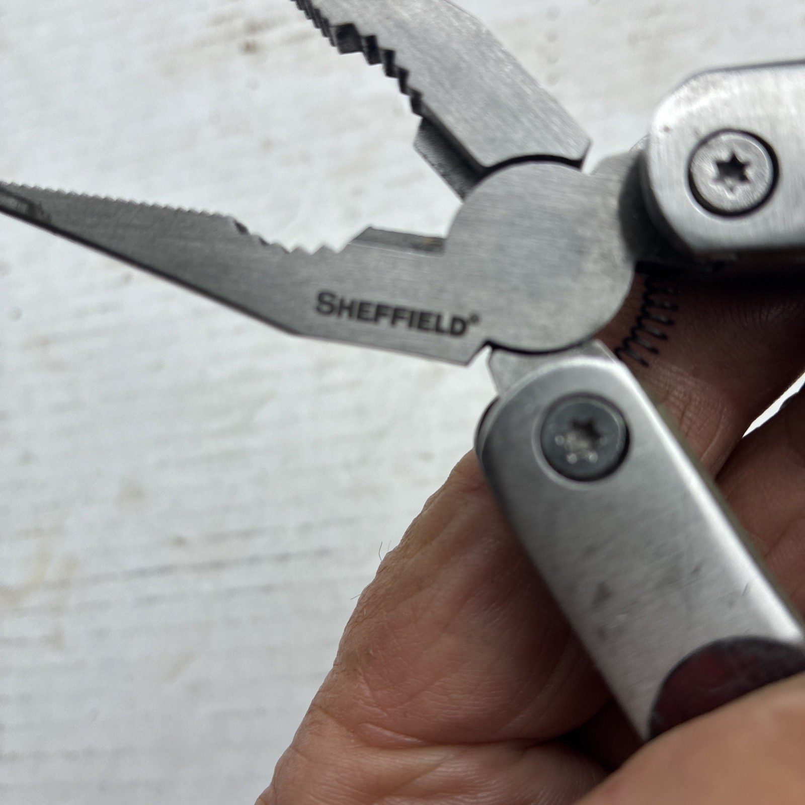 Sheffield Stainless Multi Tool Pliers File Knife Phillips Flathead Opener +read