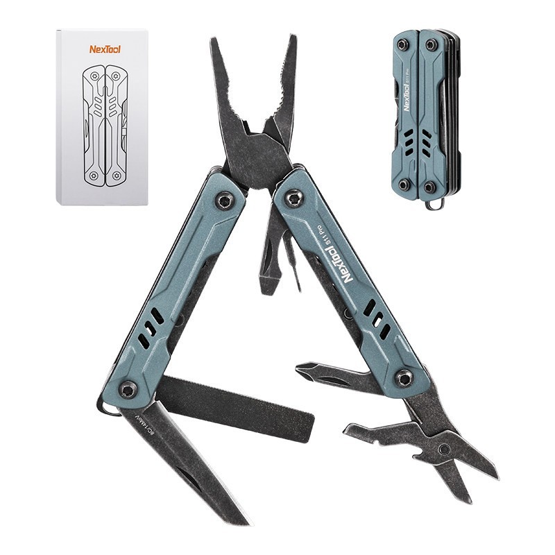 Blue Folding Multitool Pliers EDC Pocket Utility Tool Camping Outdoor Repair
