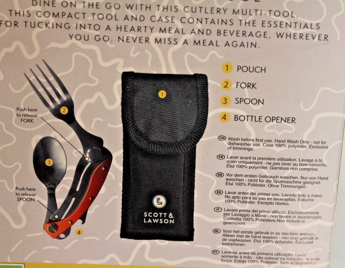 Scott & Lawson Happy Camper Cutlery Multi Tool Outdoors Camping Eating Utensil