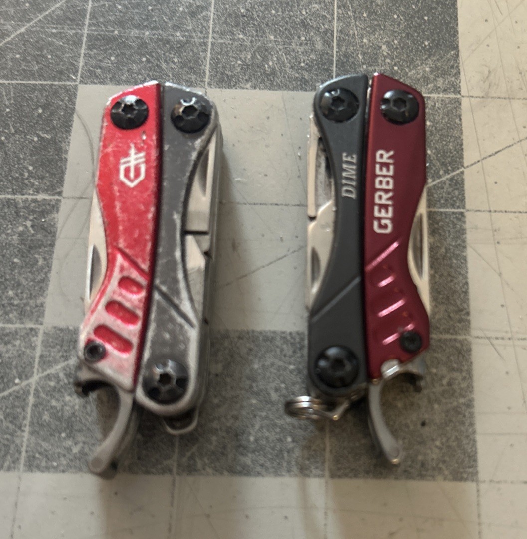 Lot Of 2 Gerber Dime Multi Tools Red (C)