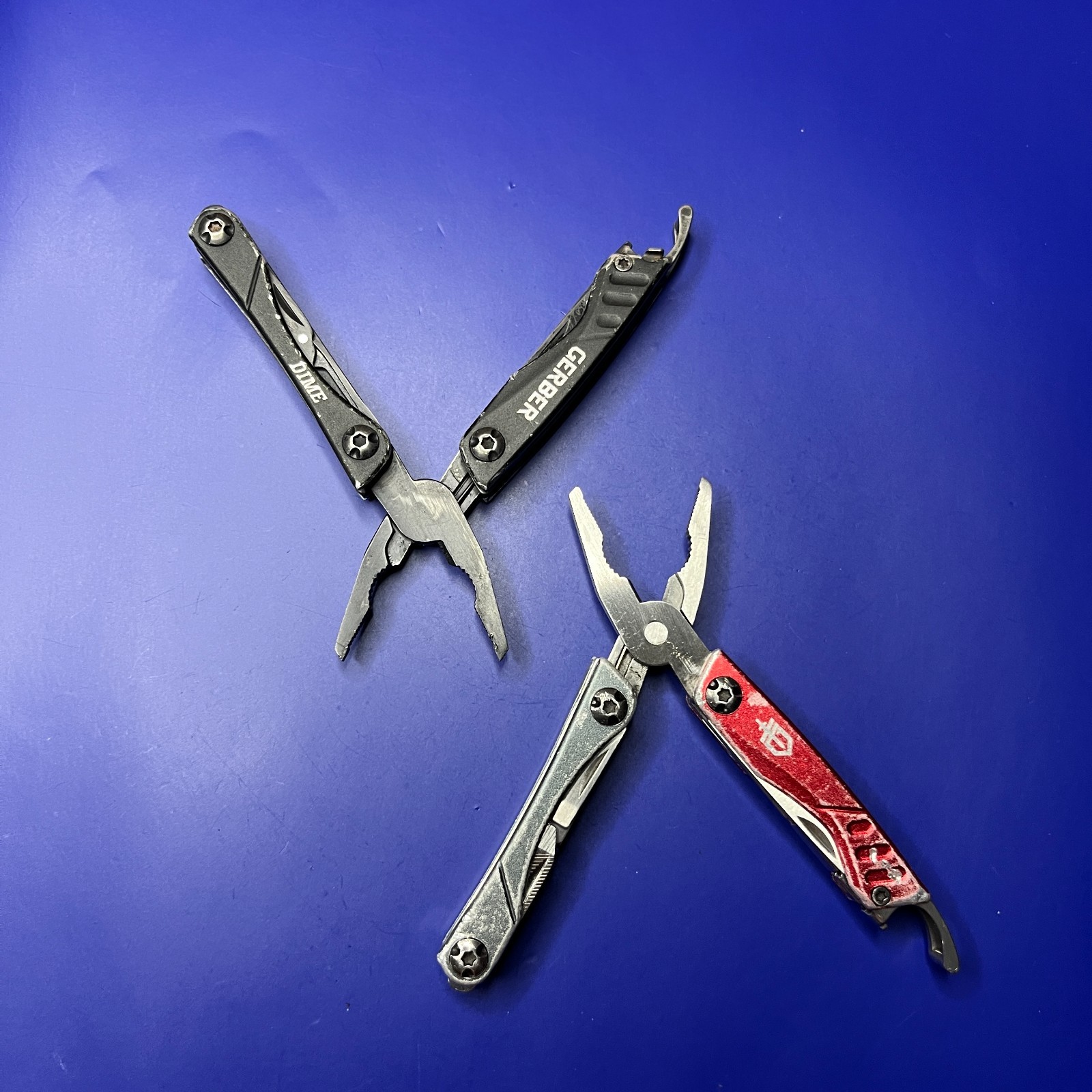 Lot of 2 Gerber Dime Multi-Tools Small Keychain Pliers Knife File Scissors