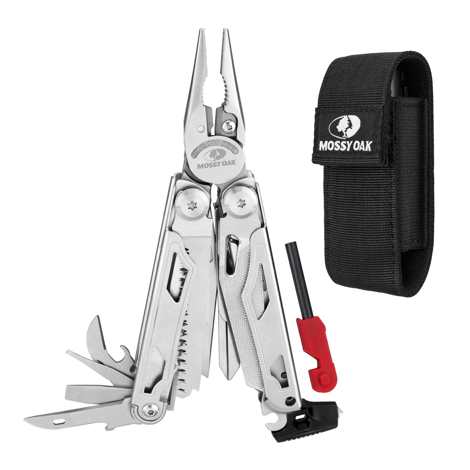MOSSY OAK Multitool, 19-in-1 Stainless Steel Multi Tool Pliers, Self-locking