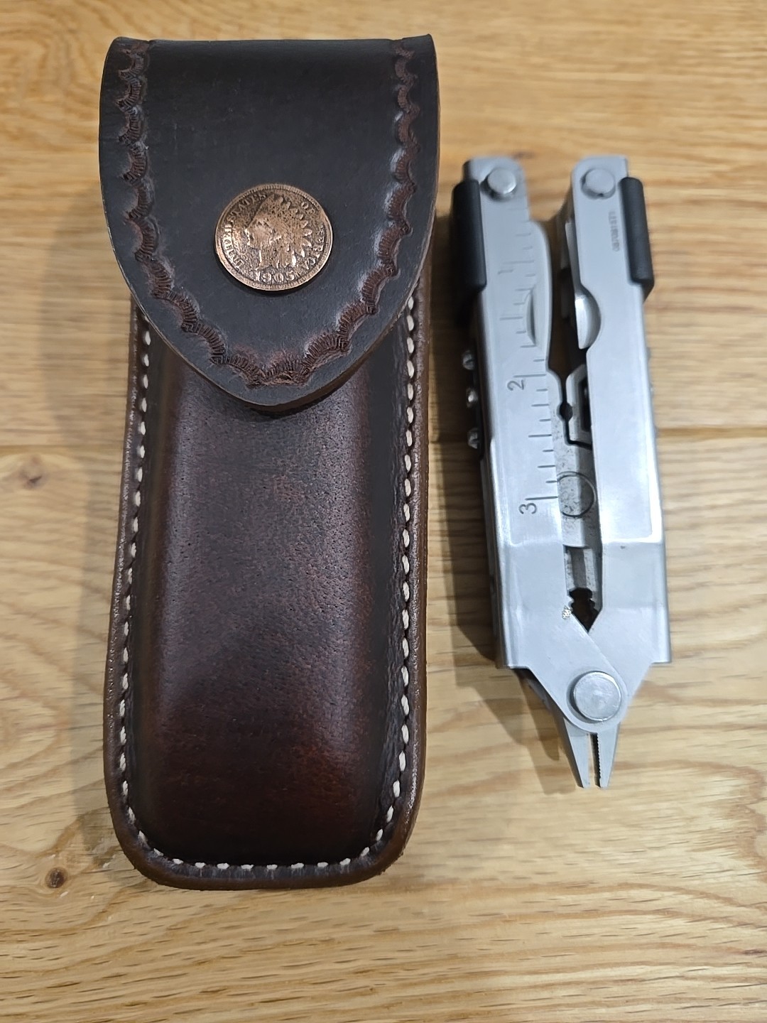 Gerber MP600 or Diesel multi tool sheath. Sheath only. 1905 Indian Cent snap.