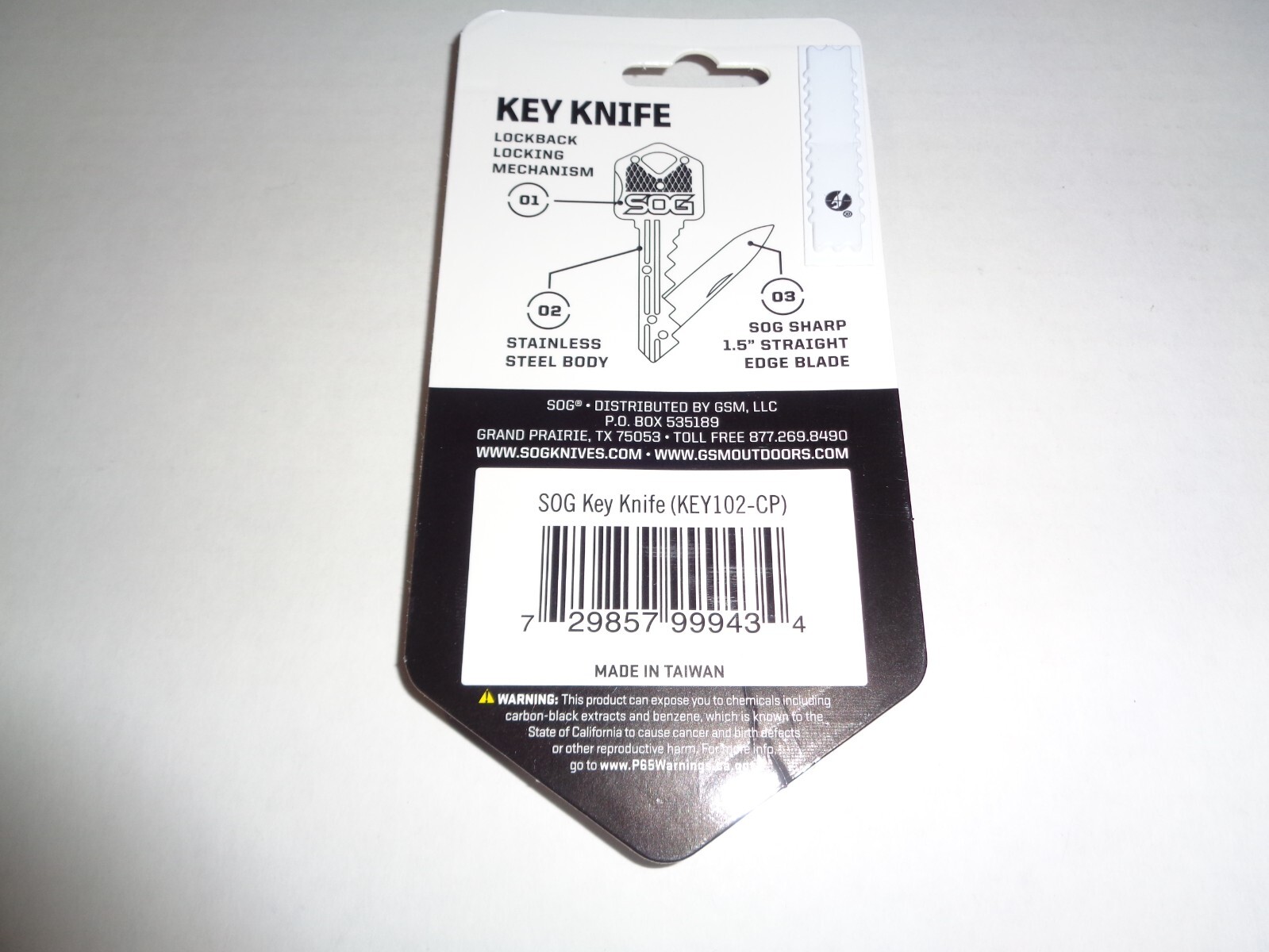 SOG Key Shaped Folding Lock Blade Knife For Pocket or Keychain Stainless Steel