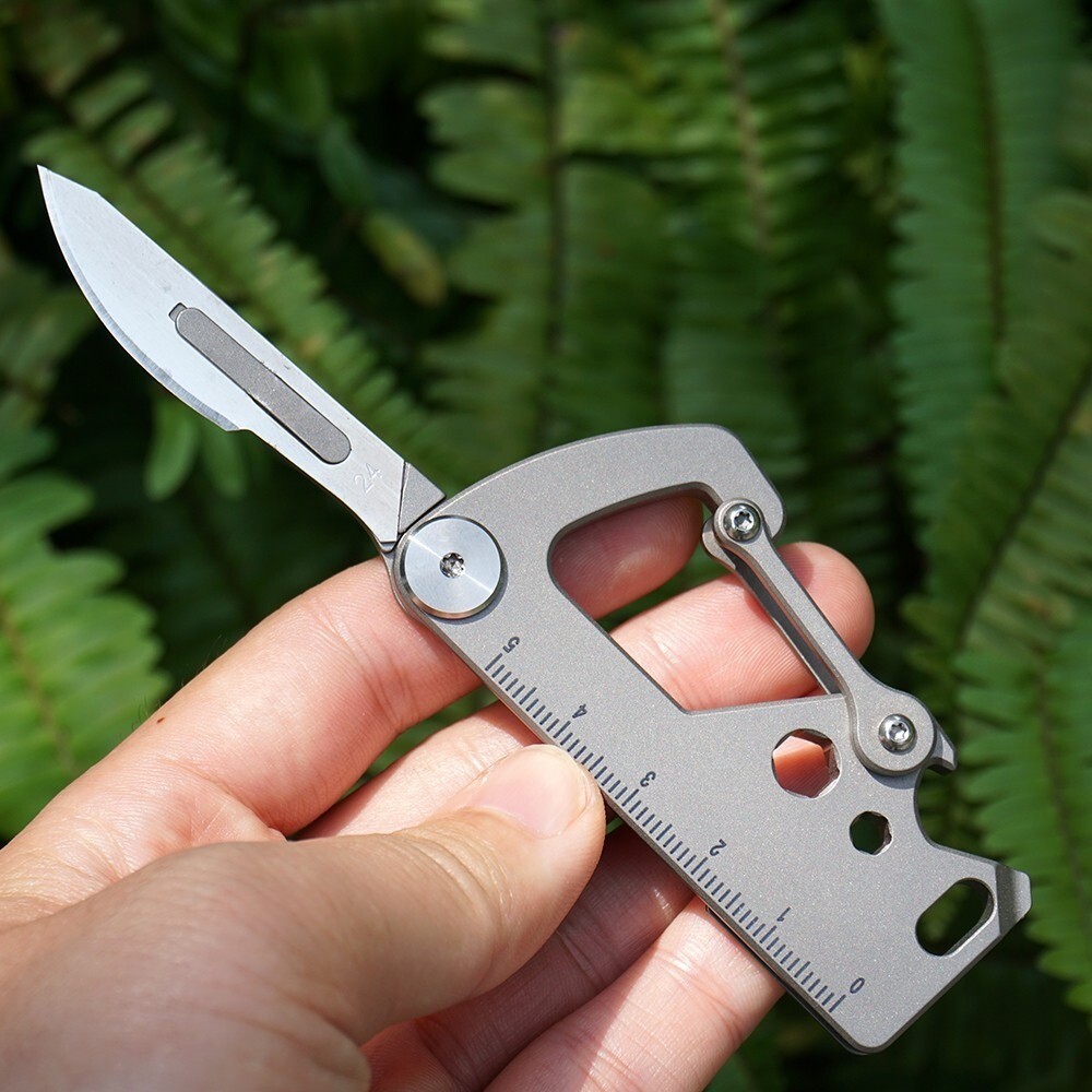 7 in 1 TC4 Lsand Multi Tools Key Chain Carabiner Outdoor Folding Scalpel EDC