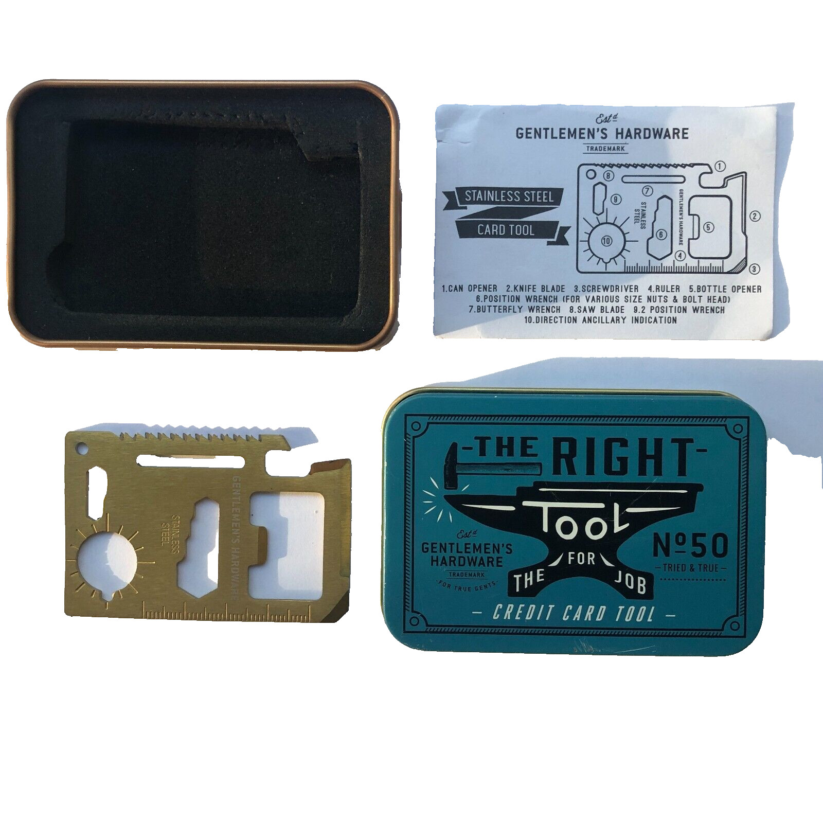 Gentlemen’s Harware 10-in-1 Gold Steel Credit Card Tool
