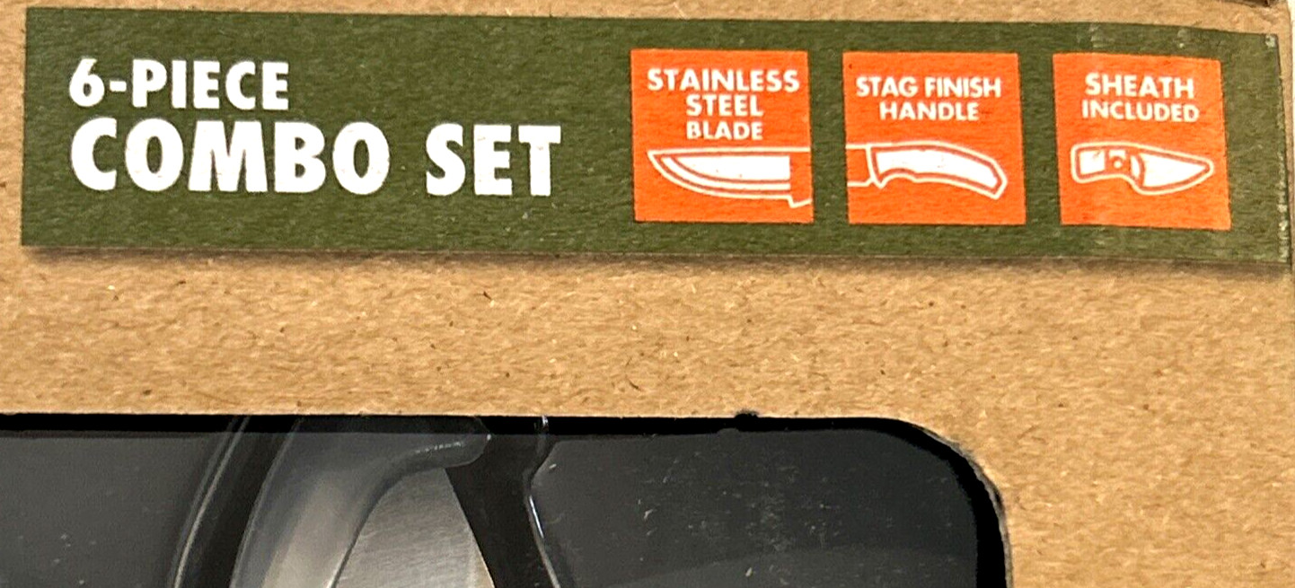 Ozark Trail 6 Piece Knife Combo Set With Sheaths Stainless Steel Outdoor Trail