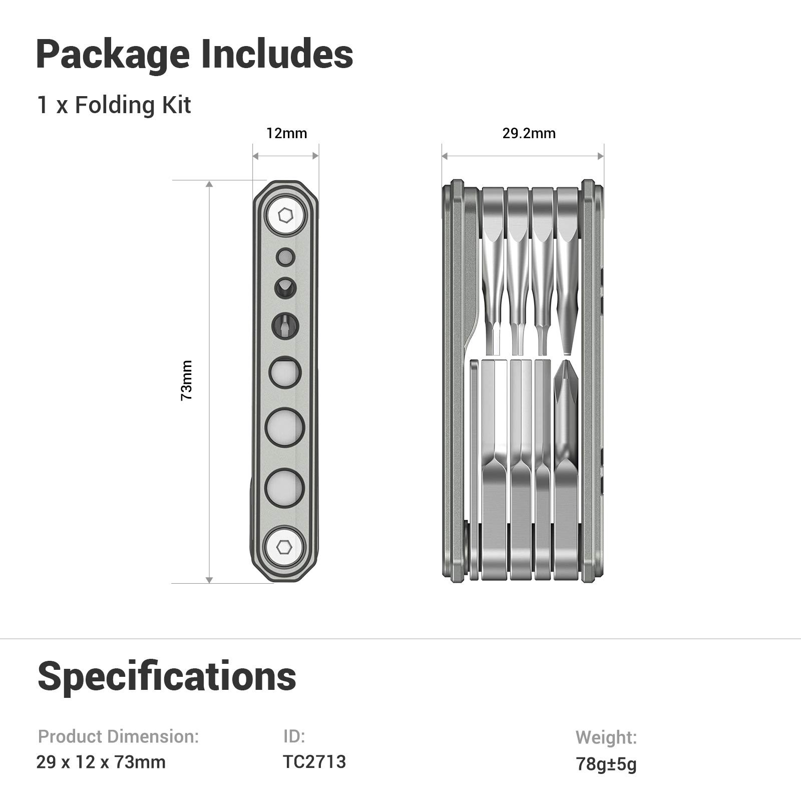 TC2713 Universal 9in1 Folding MultiTool Set Videographer Accessories