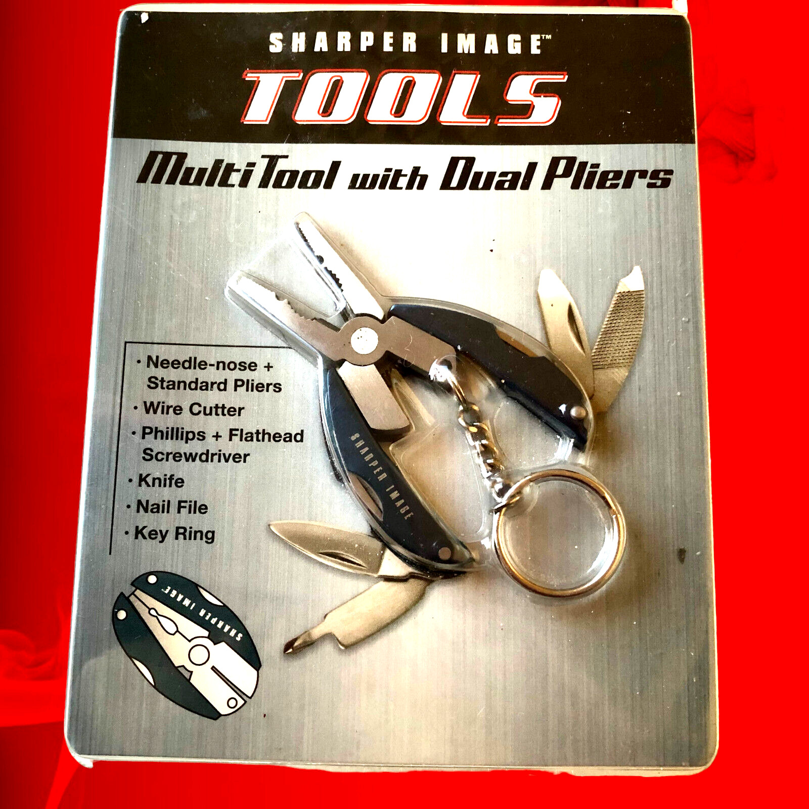 Sharper Image Key Ring Chain Multi Tool with Dual Pliers New Sealed