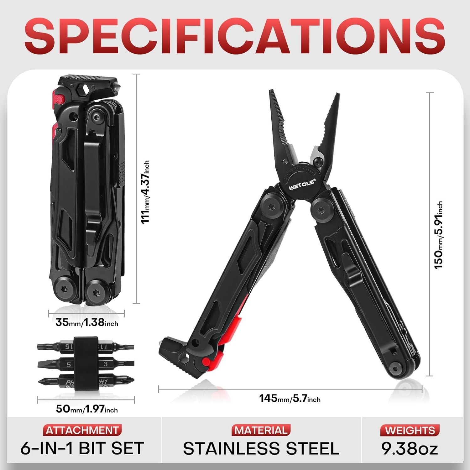 Multitool Stainless Steel 27-in-1 Pliers with Knife Sheath Outdoor Survival Gear
