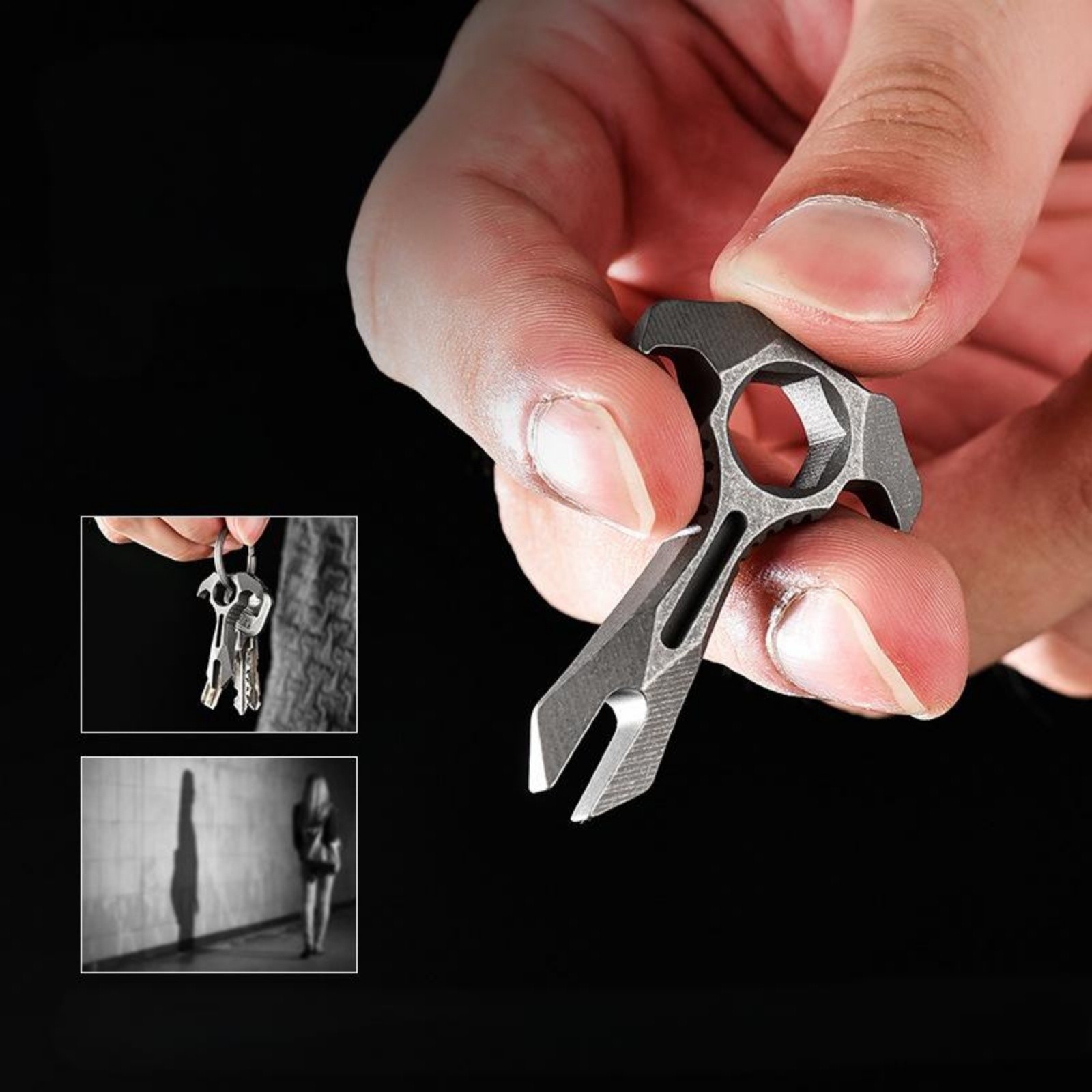 Titanium Alloy EDC Multi Tool Finger Grip Outdoor Survival Pry Bar Bottle Opener