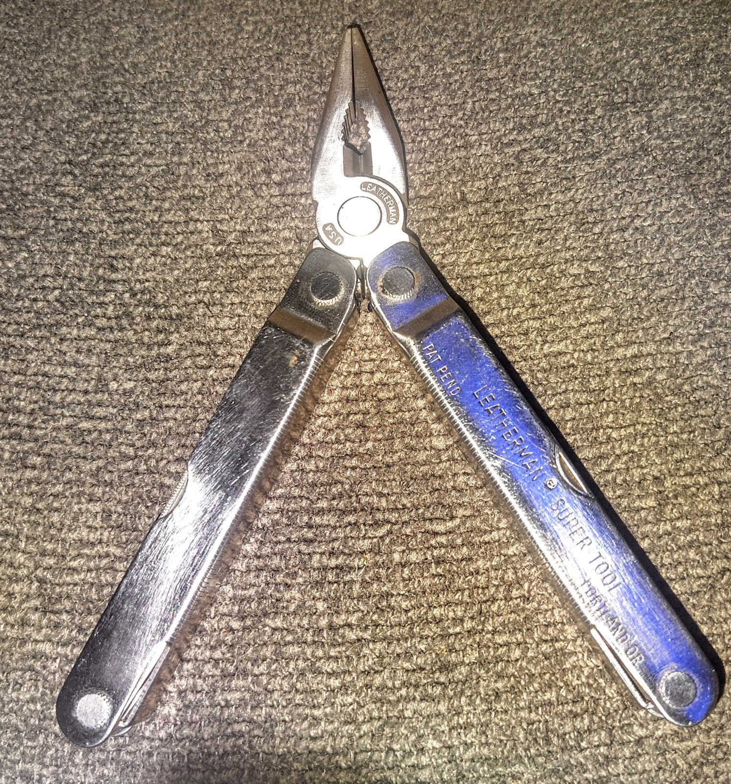 Original Vtg Leatherman Super Tool Pat. Pending w/leather Sheath #0201 CLEAN ++