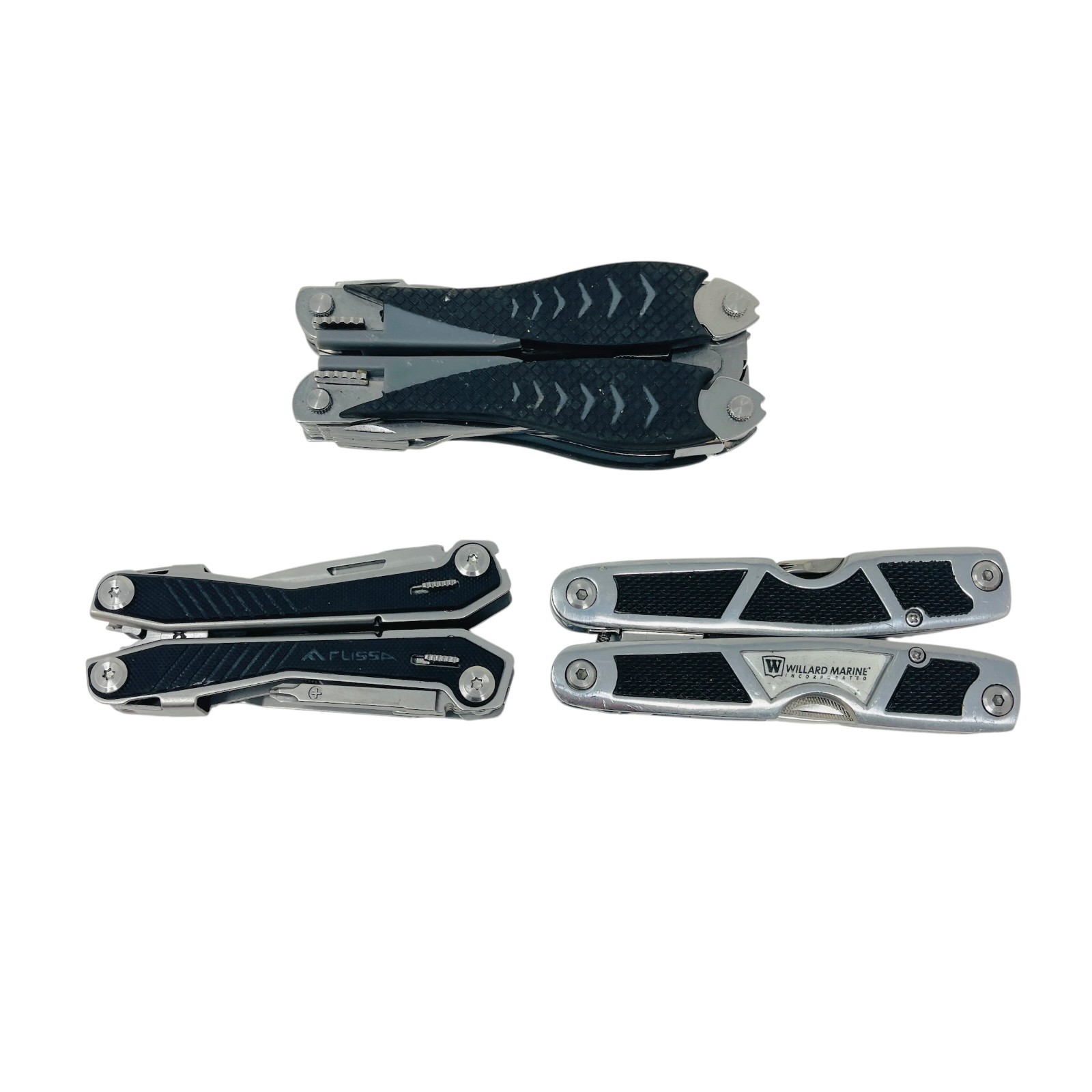 Flissa, Willard Marine and Unbranded Multi-Tool Pliers Lot Survival Gear, 3 Pcs