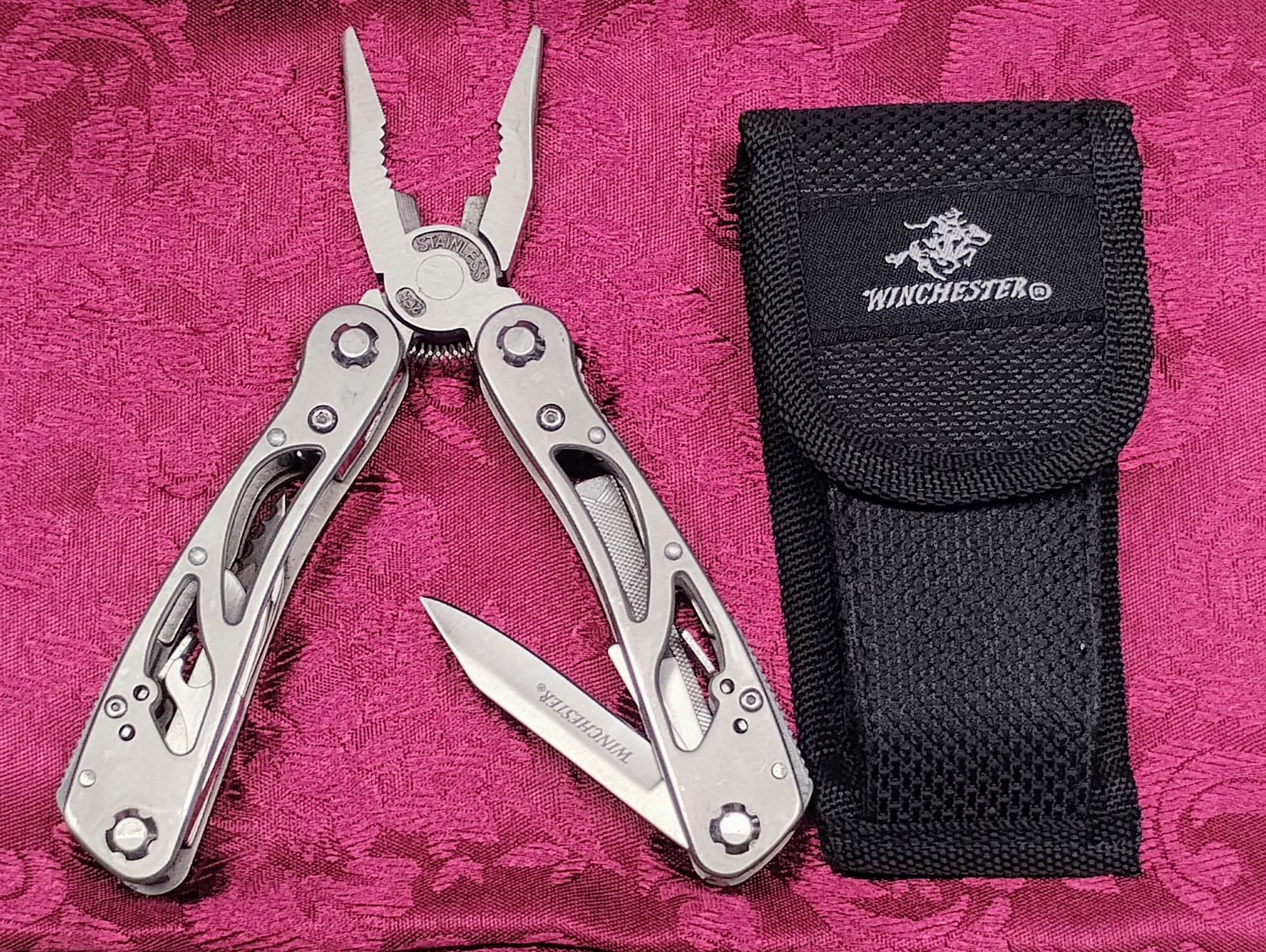 Winchester Multi Tool Mens Pocket Knife Fishing Hunting Shooting Pliers Sheath