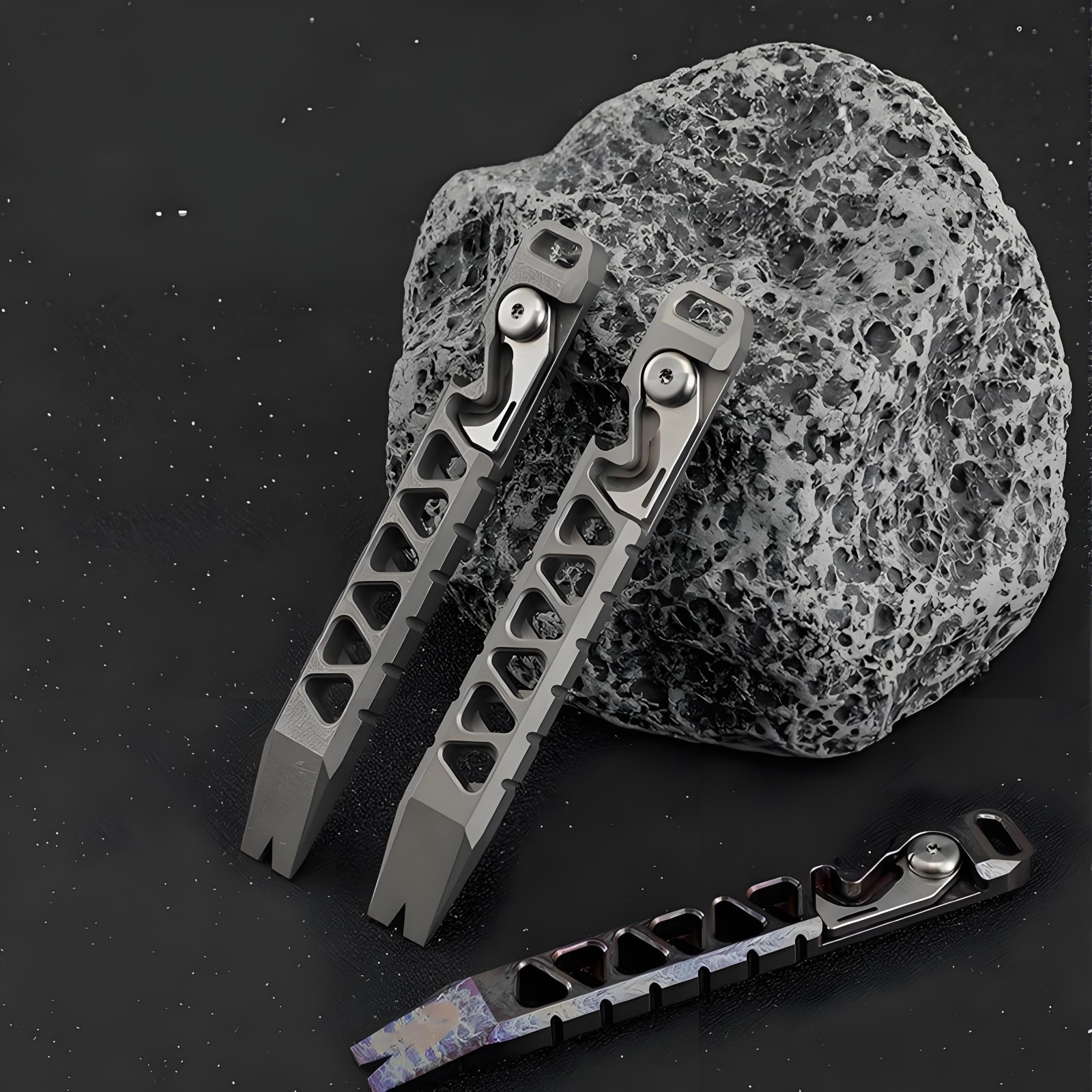 Titanium Alloy EDC Pry Bar Multi-Tool Rope Cutter Outdoor Gear Durable