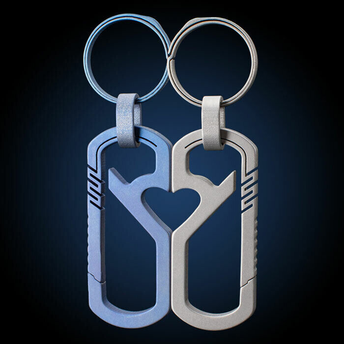 Titanium Keychain Bottle Opener Carabiner Key Ring Outdoor Travel EDC Multi Tool
